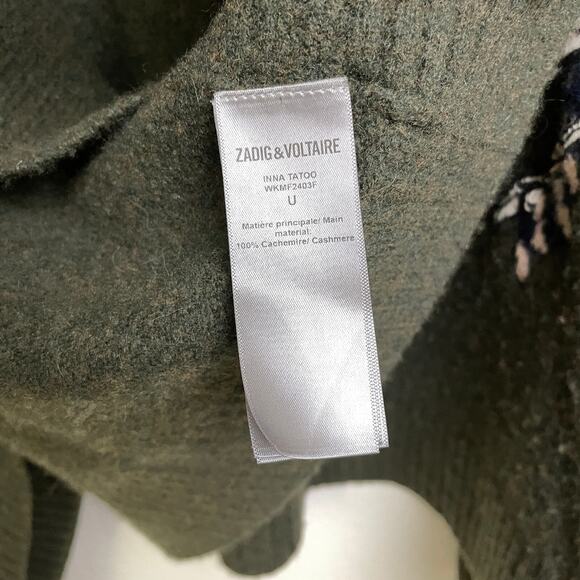 Zadig & Voltaire Dark Green Sweater with Skull and Floral Embroidery - Picture 11 of 14